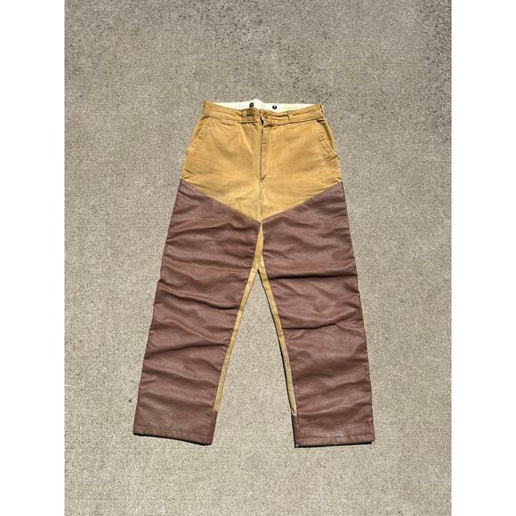 Vintage Distressed Canvas/Leather Reinforced Hunting Pants – 30 Waist - Picture 1 of 9